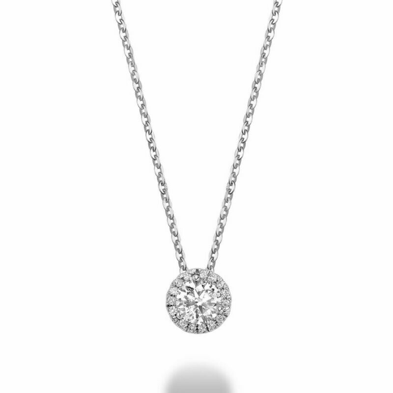 Martini Cup Diamond Halo Pendant 0.15 CTDI White Gold