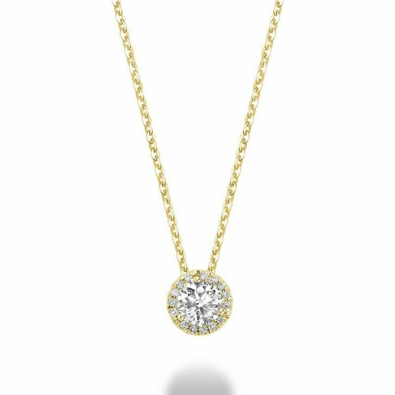 Martini Cup Diamond Halo Pendant 0.75 CTDI Yellow Gold