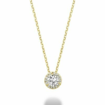 Martini Cup Diamond Halo Pendant 0.50CTDI Yellow Gold