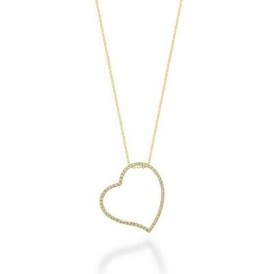 Asymmetrical Diamond Heart Pendant 0.17CTDI Yellow Gold Asymmetrical Diamond Heart Pendant 0.17CTDI Yellow Gold