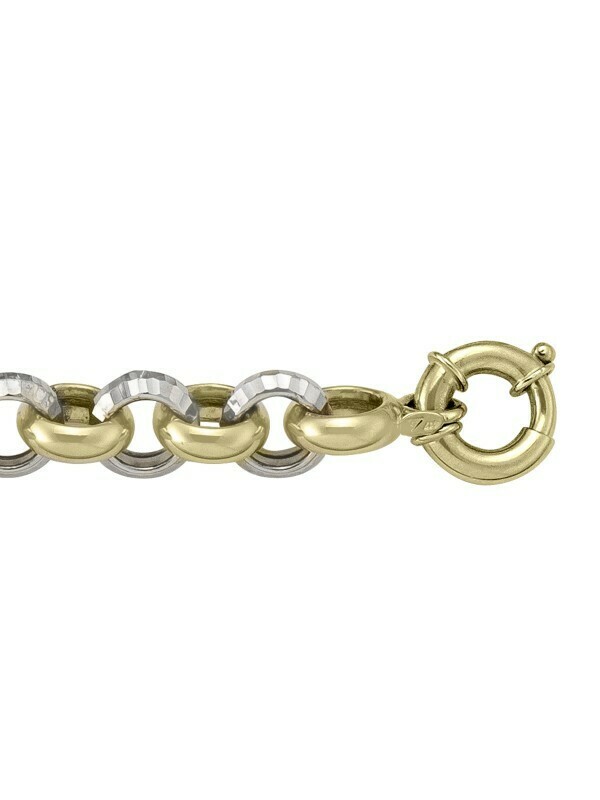 Yelloq &amp; White Gold Two Tone Hollow Fancy Rolo Bracelet 10KT