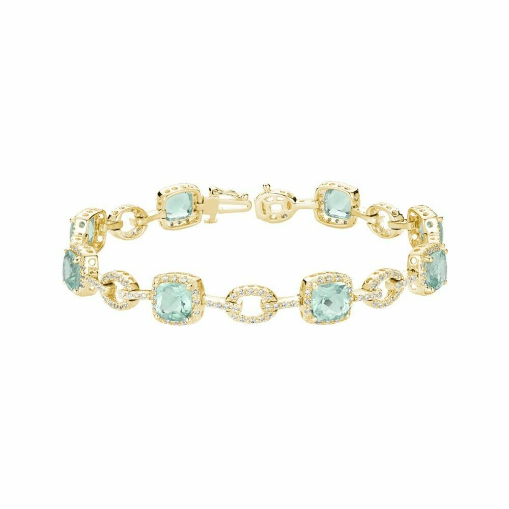 Green Amethyst &amp; Diamond Bracelet 1.00CTDI Yellow Gold