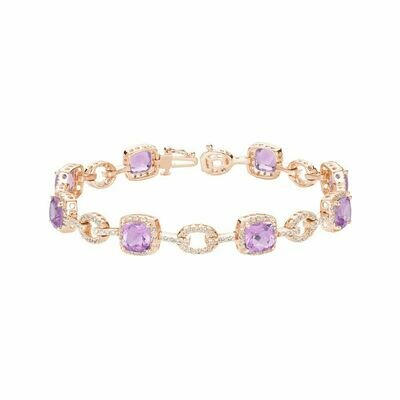 Pink Amethyst &amp; Diamond Bracelet 1.00CTDI Rose Gold