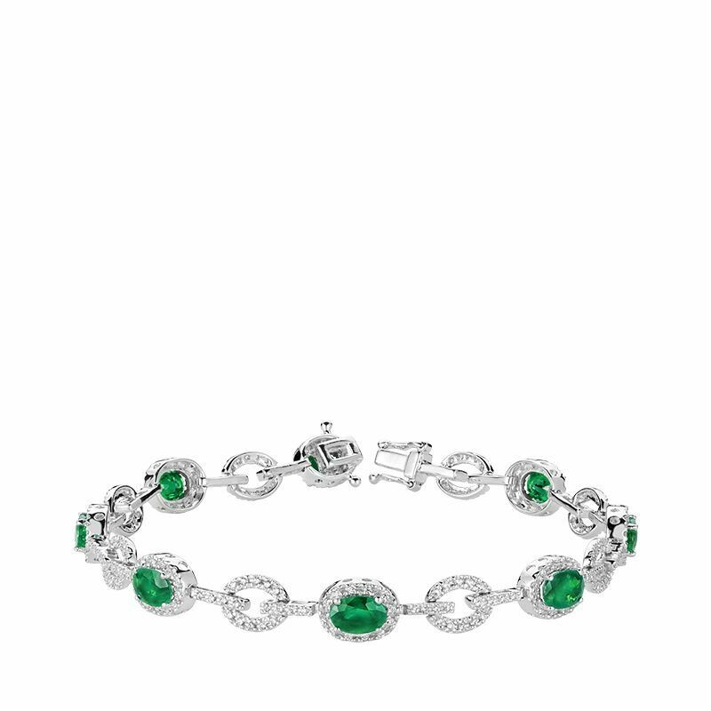 Emerald &amp; Diamond Bracelet 1.00CTDI White Gold
