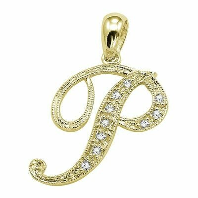 SCRIPT P 10K 0.04CTDI Yellow Gold SCRIPT P 10K 0.04CTDI Yellow Gold
