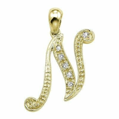 SCRIPT N 10K 0.03CTDI Yellow Gold SCRIPT N 10K 0.03CTDI Yellow Gold