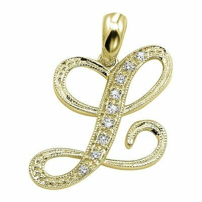 SCRIPT L 10K 0.04CTDI Yellow Gold SCRIPT L 10K 0.04CTDI Yellow Gold