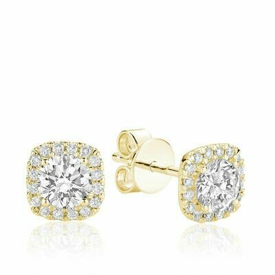 Cushion Mount Diamond Stud Earrings 0.75CTDI Yellow Gold Cushion Mount Diamond Stud Earrings 0.75CTDI Yellow Gold