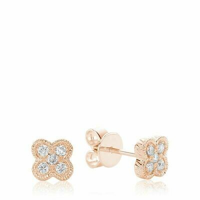 Clover Milgrain Diamond Stud Earrings Rose Gold Clover Milgrain Diamond Stud Earrings Rose Gold