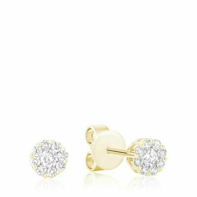 Cluster Diamond Stud Earrings 1.25CTDI Yellow Gold Cluster Diamond Stud Earrings 1.25CTDI Yellow Gold