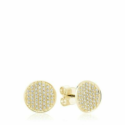 Curved Disk Diamond Stud Earrings Yellow Gold Curved Disk Diamond Stud Earrings Yellow Gold