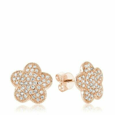 Flower Leaf Diamond Stud Earrings Rose Gold Flower Leaf Diamond Stud Earrings Rose Gold