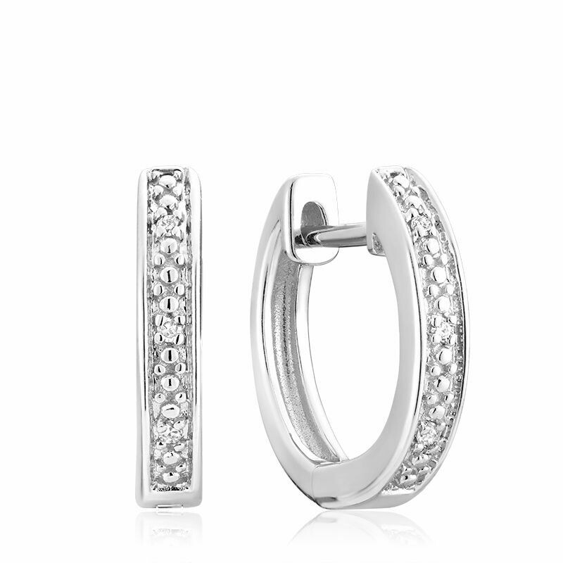 Diamond Huggie Hoop Earrings 0.04CTDI White Gold