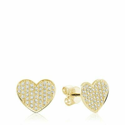 Curved Heart-Shaped Diamond Stud Earrings Yellow Gold Curved Heart-Shaped Diamond Stud Earrings Yellow Gold