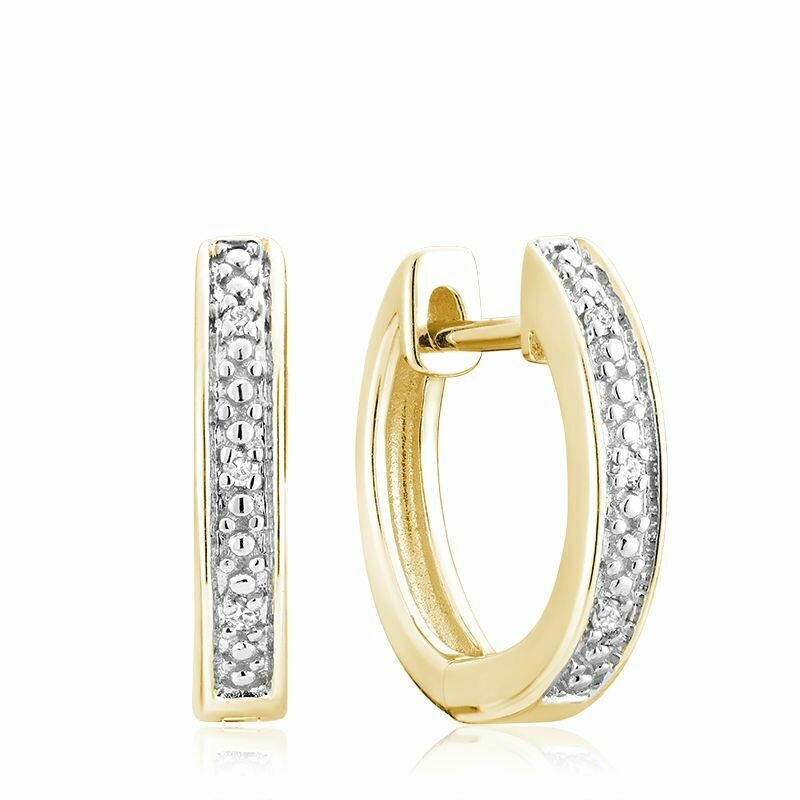 Diamond Huggie Hoop Earrings 0.03CTDI Yellow Gold