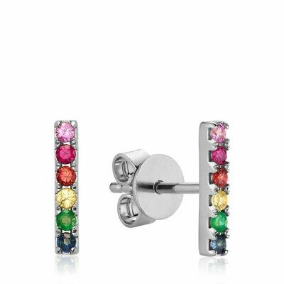 10K Gold Rainbow Bar Stud Earrings White Gold 10K Gold Rainbow Bar Stud Earrings White Gold