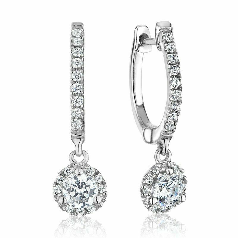 Dangled Martini Mount Diamond Earrings 0.75CTDI White Gold