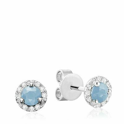 Aquamarine & Diamond Halo Stud Earrings White Gold Aquamarine & Diamond Halo Stud Earrings White Gold