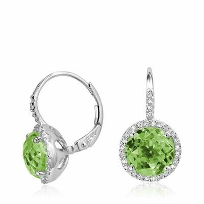 Peridot & Diamond Halo Dangle Earrings White Gold Peridot & Diamond Halo Dangle Earrings White Gold