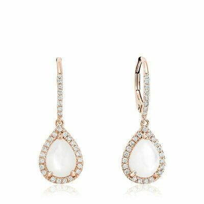 Tear Drop Mother of Pearl & Diamond Dangle Earrings Rose Gold Tear Drop Mother of Pearl & Diamond Dangle Earrings Rose Gold