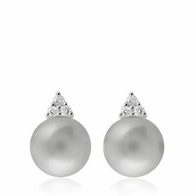 Grey Pearl & Diamond Stud Earrings White Gold Grey Pearl & Diamond Stud Earrings White Gold