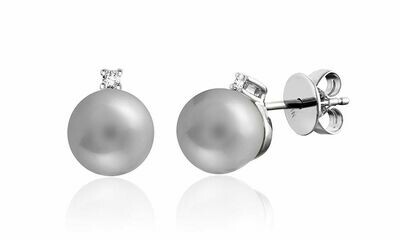 Grey Pearl & Diamond Stud Earrings White Gold Grey Pearl & Diamond Stud Earrings White Gold