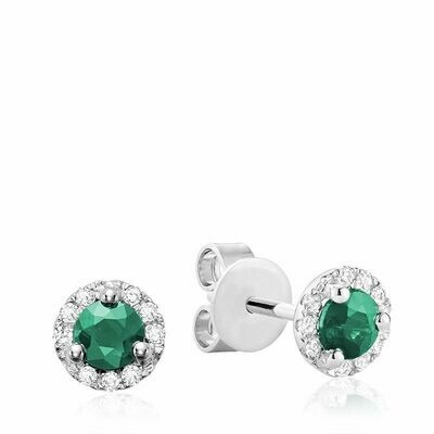 Emerald & Diamond Halo Earrings White Gold Emerald & Diamond Halo Earrings White Gold