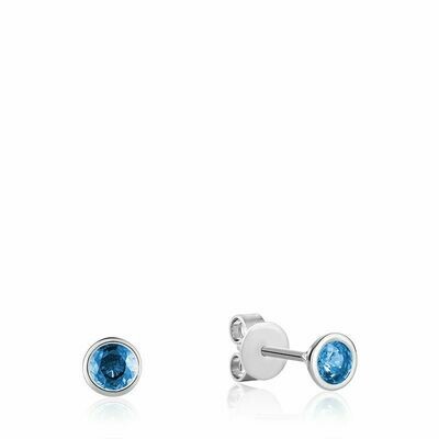 Bezel Set Blue Topaz Stud Earrings White Gold Bezel Set Blue Topaz Stud Earrings White Gold