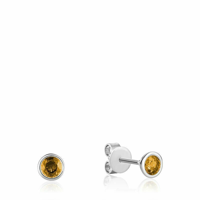 Bezel Set Citrine Stud Earrings White Gold Bezel Set Citrine Stud Earrings White Gold