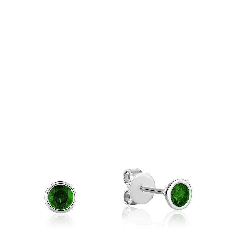 Bezel Set Emerald Stud Earrings White Gold