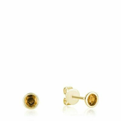 Bezel Set Citrine Stud Earrings Yellow Gold