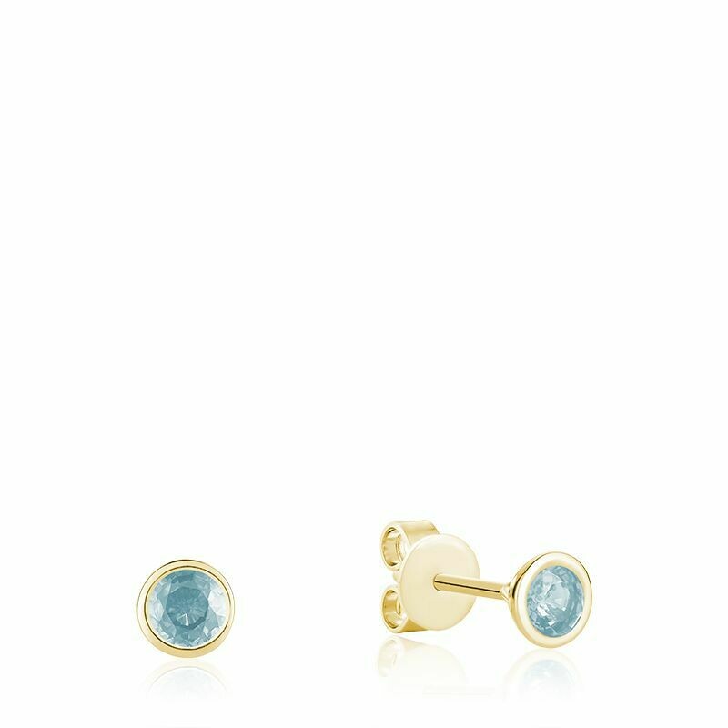 Bezel Set Aquamarine Stud Earrings Yellow Gold Bezel Set Aquamarine Stud Earrings Yellow Gold