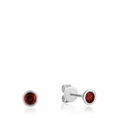 Bezel Set Garnet Stud Earrings White Gold Bezel Set Garnet Stud Earrings White Gold