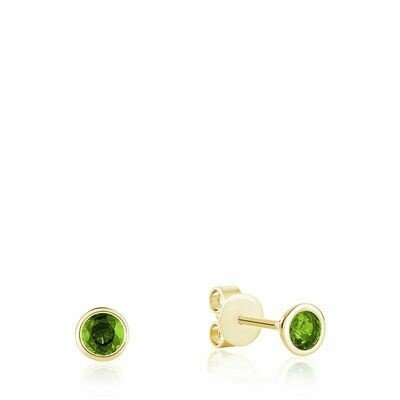 Bezel Set Peridot Stud Earrings Yellow Gold