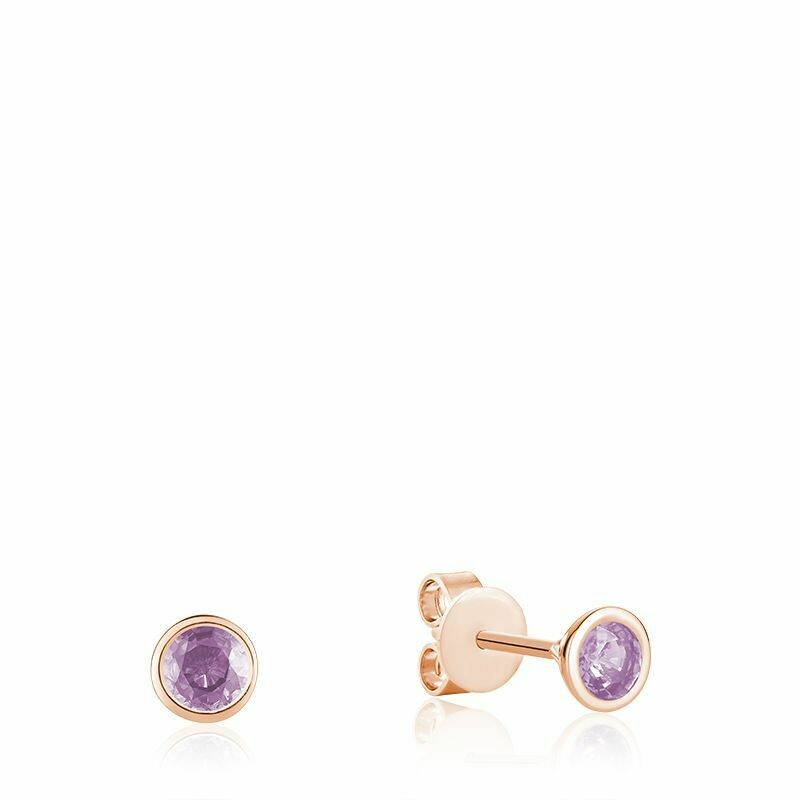 Bezel Set Pink Amethyst Stud Earrings Rose Gold Bezel Set Pink Amethyst Stud Earrings Rose Gold