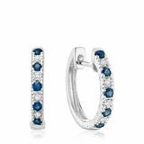 Blue Sapphire &amp; Diamond Huggie Earrings White Gold