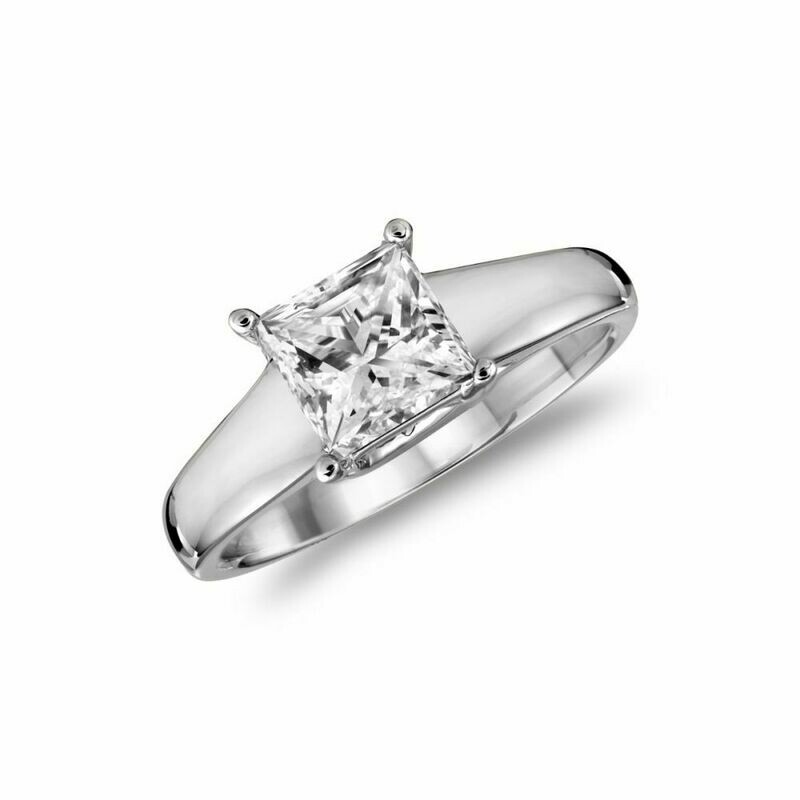 Diamond Solitaire Princess Cut Engagement Ring 14KT White Gold 0.15 carat - 0.50 CT Diamond Solitaire Princess Cut Engagement Ring 14KT White Gold 0.15 carat - 0.50 CT