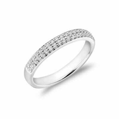 Diamond Pave Two Row Semi Eternity Band 14KT White Gold 0.35 carat TDW - 0.75 CT TDW Diamond Pave Two Row Semi Eternity Band 14KT White Gold 0.35 carat TDW - 0.75 CT TDW