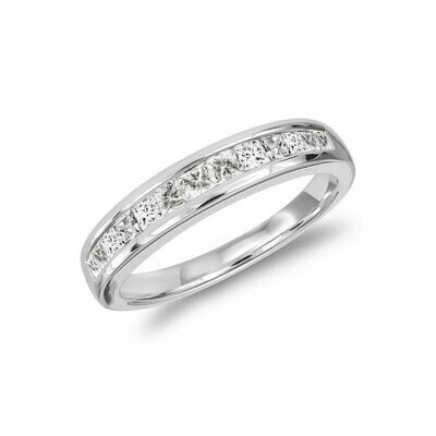 Princess Cut Diamond Semi Eternity Channel Set Band 14KT White Gold 0.15 carat TDW - 0.50 CT TDW Princess Cut Diamond Semi Eternity Channel Set Band 14KT White Gold 0.15 carat TDW - 0.50 CT TDW