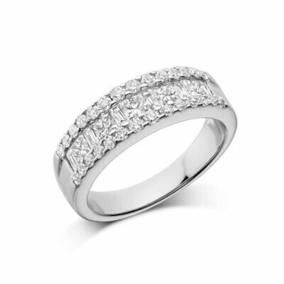 Wide Channel Set Princess Cut Diamond Wedding Band White Gold Wide Channel Set Princess Cut Diamond Wedding Band White Gold