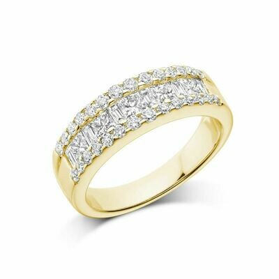 Wide Channel Set Princess Cut Diamond Wedding Band Yellow Gold Wide Channel Set Princess Cut Diamond Wedding Band Yellow Gold