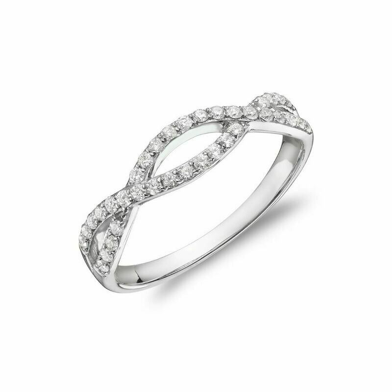 Diamond Pave Infinity Style Band 14KT White Gold 0.30CTDI