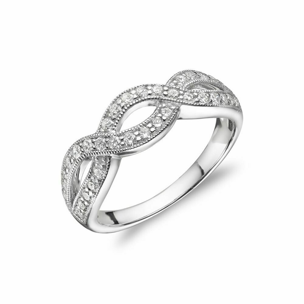 Diamond Pave Infinity Style Band 14KT White Gold 0.51CTDI