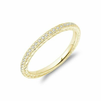 Diamond Pave Milgrain Stackable Band 14KT Yellow Gold 0.19CTDI Diamond Pave Milgrain Stackable Band 14KT Yellow Gold 0.19CTDI
