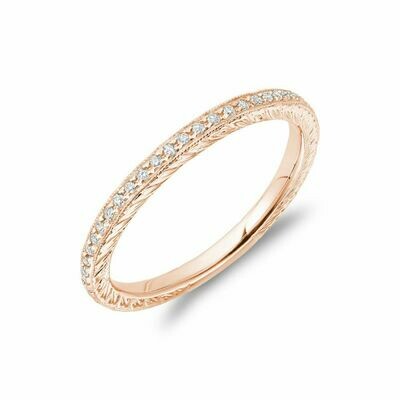 Diamond Pave Milgrain Stackable Band 14KT Rose Gold 0.19CTDI Diamond Pave Milgrain Stackable Band 14KT Rose Gold 0.19CTDI