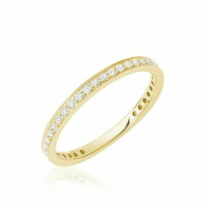 Diamond Pave 3/4 Eternity Stackable Band 14KT Yellow Gold 0.27CTDI
