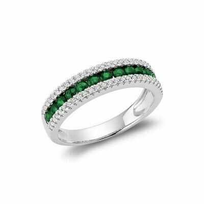Semi Eternity Emerald & Diamond Ring White Gold Semi Eternity Emerald & Diamond Ring White Gold
