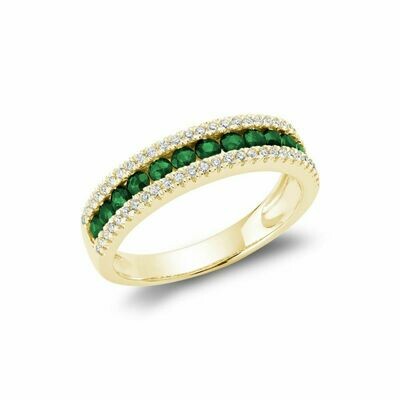Semi Eternity Emerald & Diamond Ring Yellow Gold Semi Eternity Emerald & Diamond Ring Yellow Gold