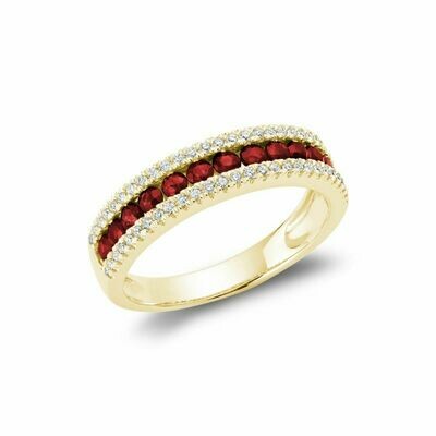 Semi Eternity Ruby & Diamond Ring Yellow Gold Semi Eternity Ruby & Diamond Ring Yellow Gold