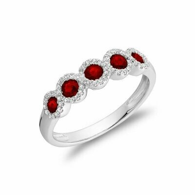 Ruby &amp; Diamond Frame Ring White Gold